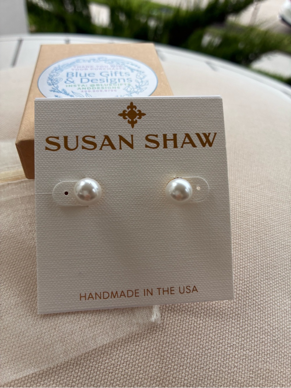 Susan Shaw Pearl Stud Earrings - Classic White Pearls
